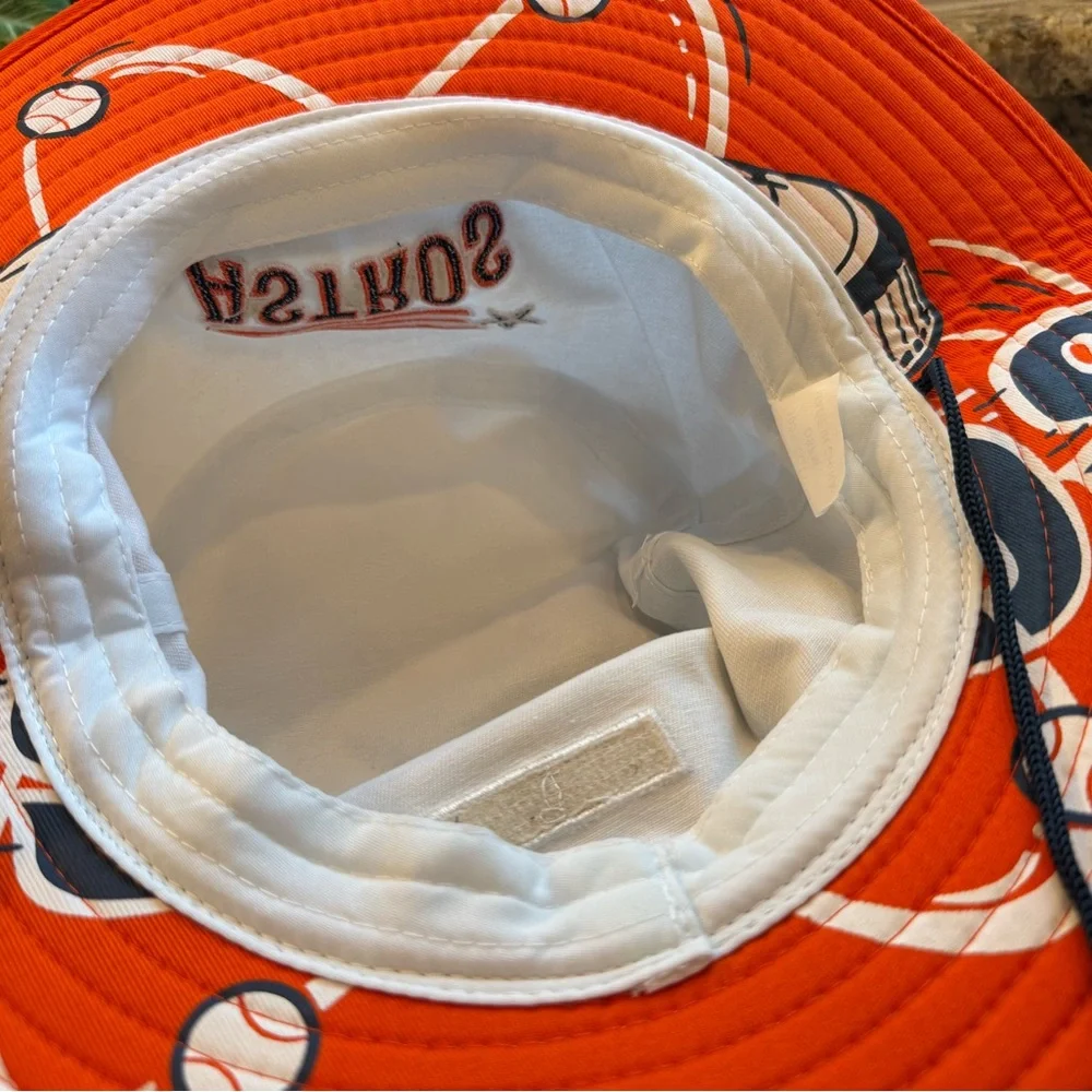 Houston Astros Bucket Hat – White & Orange Wide Brim